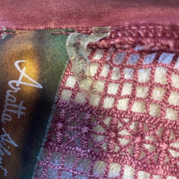 Aratta Silhouette Embellished Henley Tunic Top ‎ Burgundy Rayon Cotton Size S - Picture 6 of 6